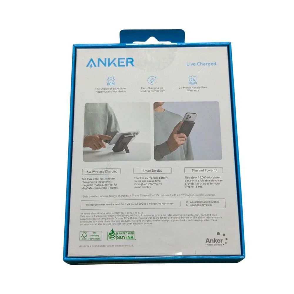 Oo7U Anker MagGo Magnetic UltraFast 15W Wireless Battery 10,000 mAh w/‎ LCD USED